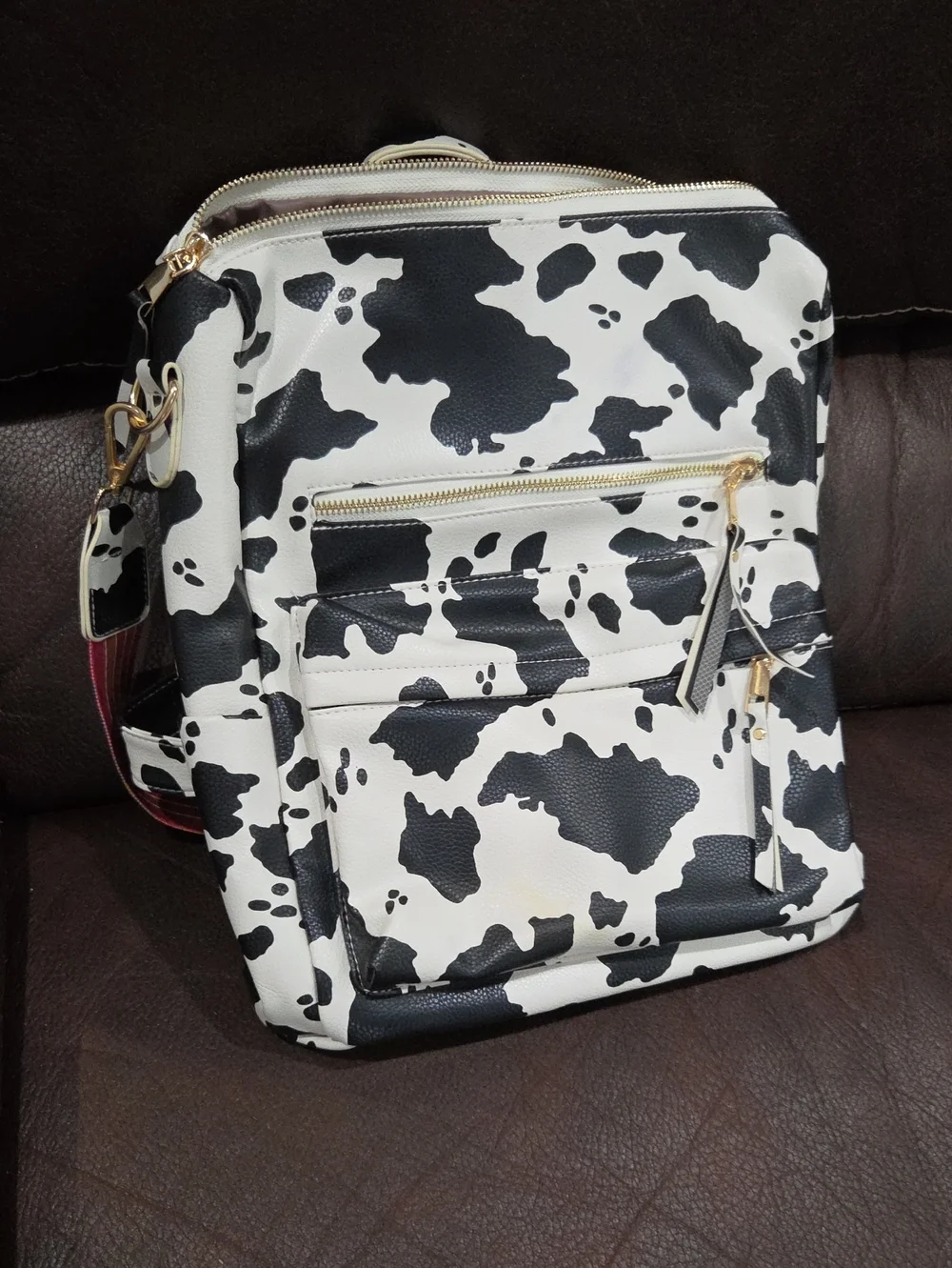 Cow Print Black & White Backpack Purse - Women Bags NWOT